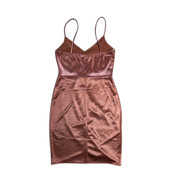 NWT LULU'S Metallic Brown Mini Pleat Dress - Picture 2 of 5